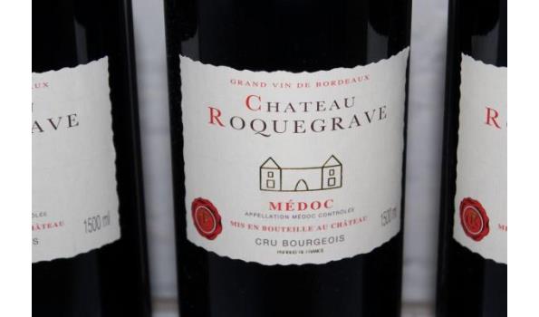 3 flessen à 1,5l rode wijn, chateau Roquegrave, Médoc, 2016